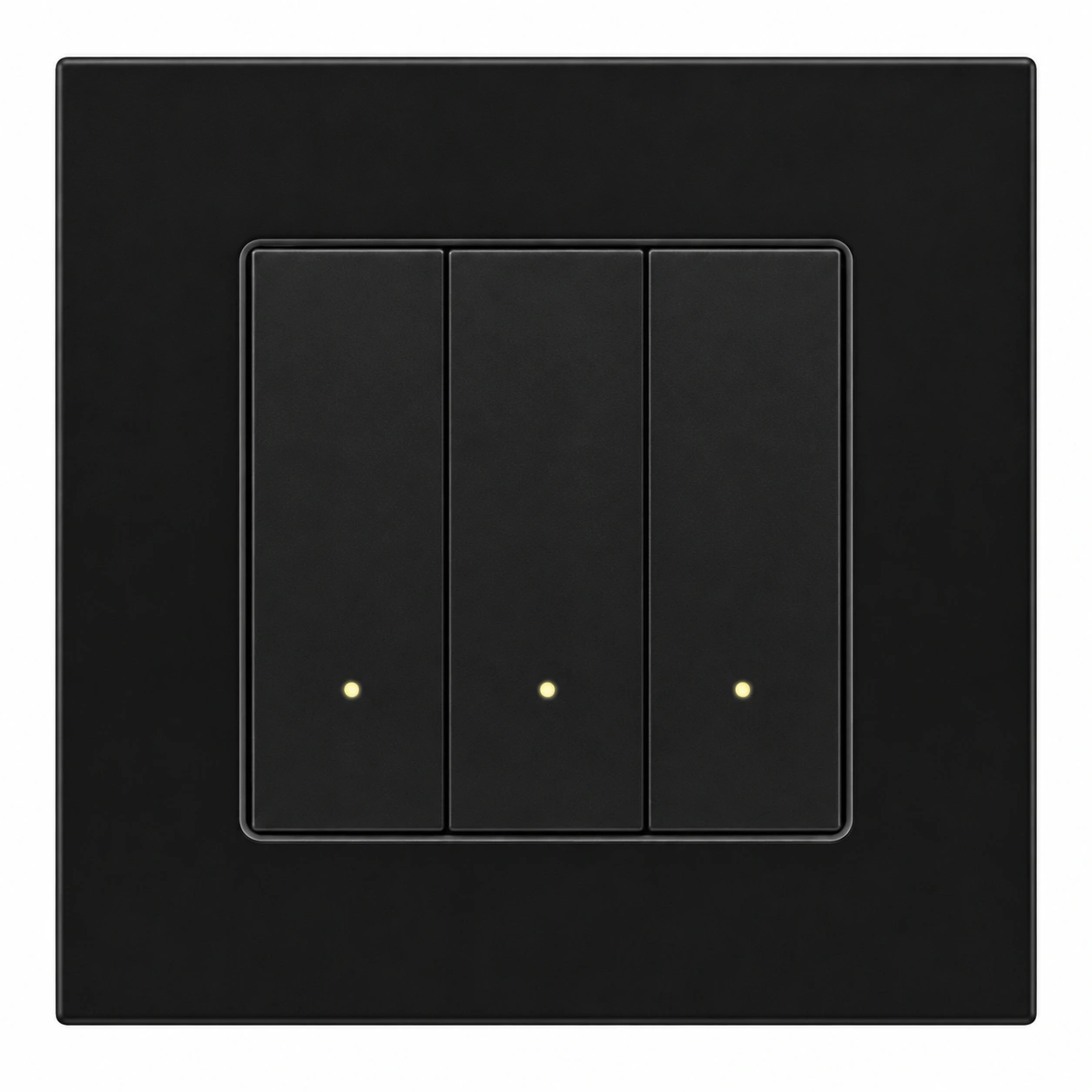 Siment Click 3-Gang Zigbee Push-Button Switch, Black, 3-gang physical push-button switch, product view