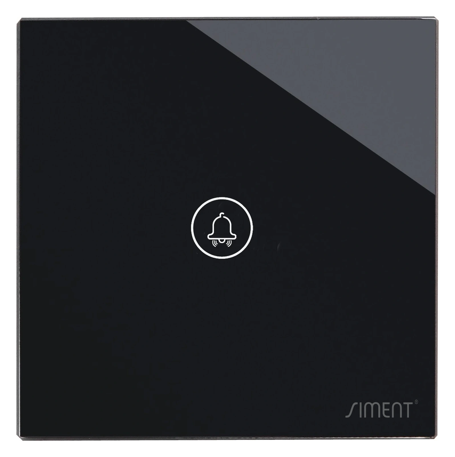 Siment TouchLight Bell Glass Frame, Black, Doorbell glass front panel, product view