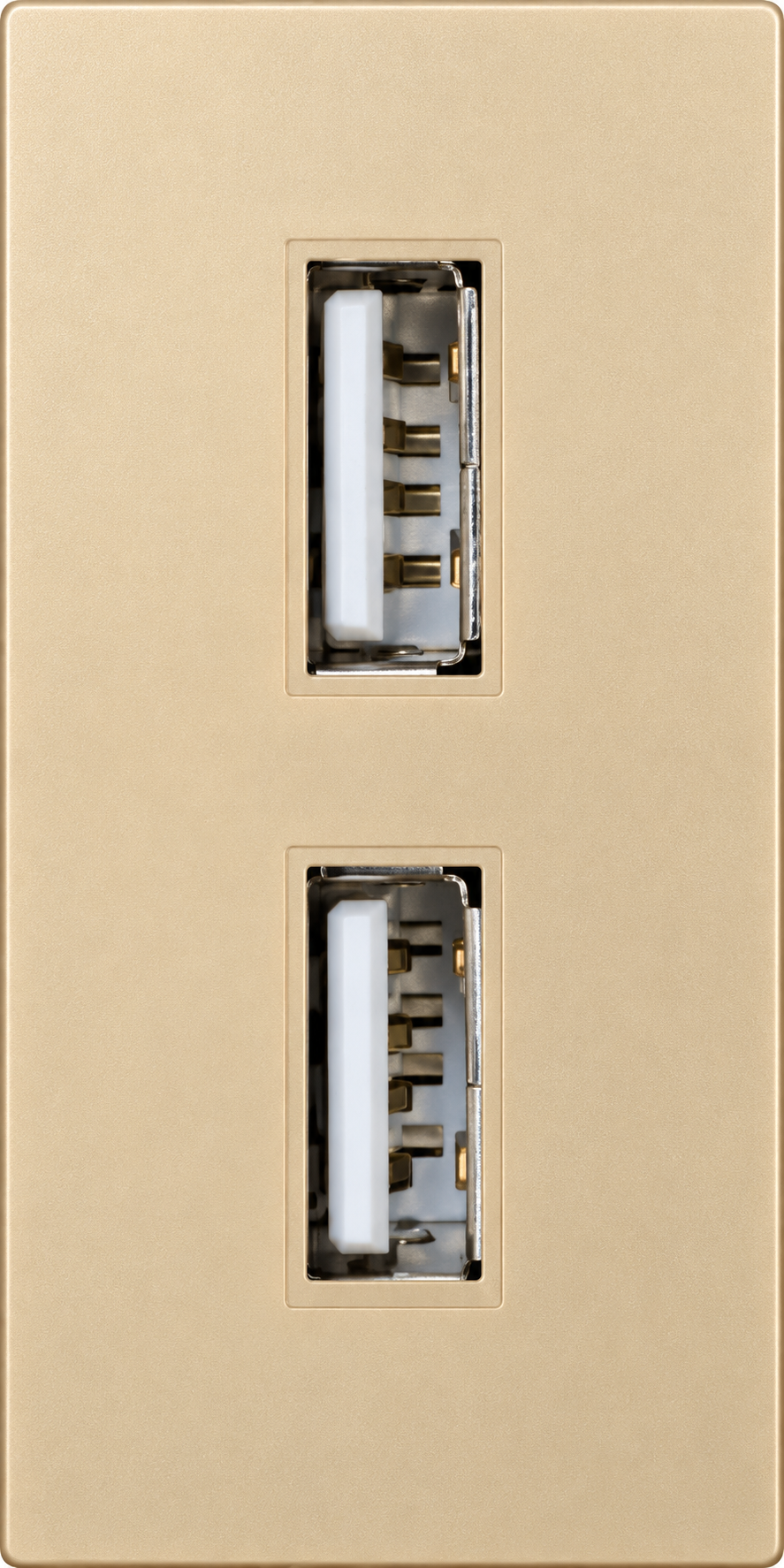 Siment TouchLight Double USB Charging Module 1/2 — 2.4 A, Gold, 1/2 · 2 USB-A charging ports, product view