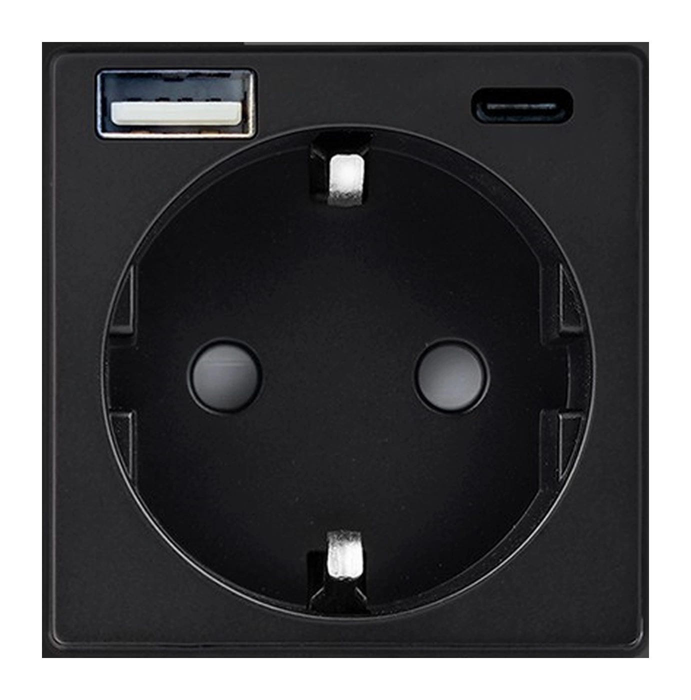 Siment TouchLight EU Socket Module with 20 W USB-A & USB-C, Black, EU socket · USB-A + USB-C, product view