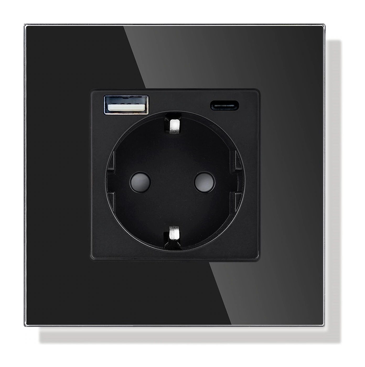 Siment TouchLight EU Wall Socket with 20 W USB-A & USB-C, Black, EU socket · USB-A + USB-C, product view