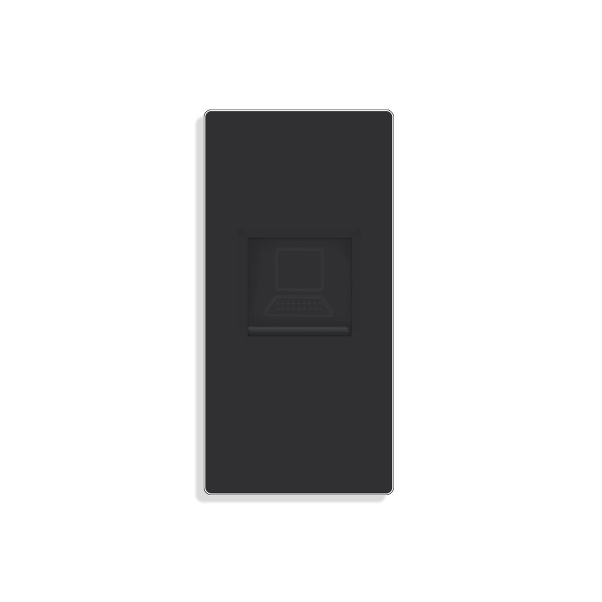Siment TouchLight Half-Width Telephone + CAT6 Module, Black, 1/2 TEL+1/2CAT6, product view
